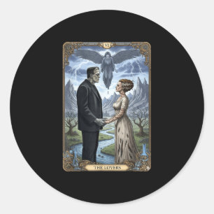 Das Monster Frankenstein und Braut Liebhaber Tarot Runder Aufkleber