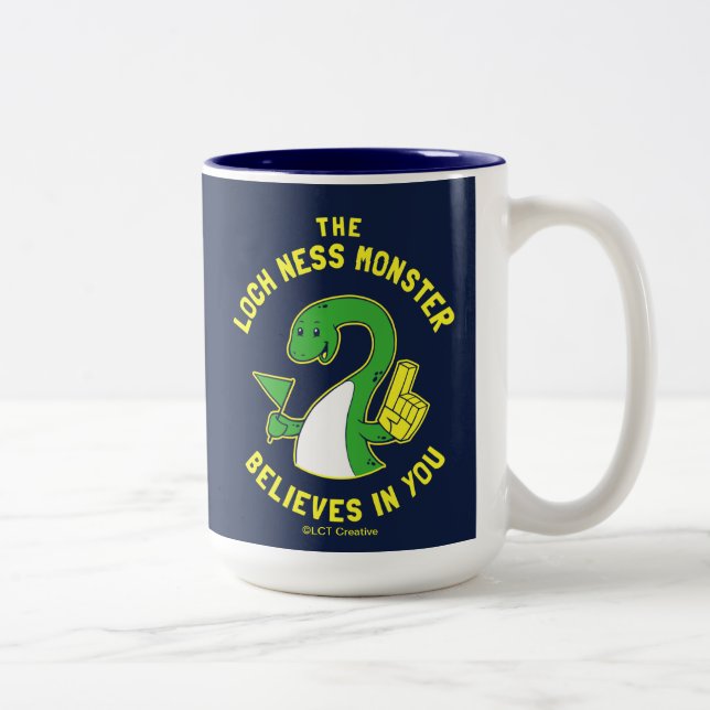 Das Monster von Loch Ness glaubt an dich Zweifarbige Tasse (Rechts)