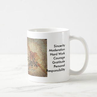 Das Mosaik des Projekt-9-12 und die 12 Werte Kaffeetasse