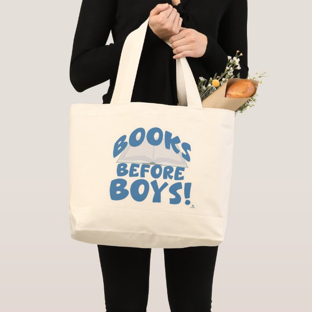 Das Motto "Bücher vor den Jungen" ist frech Jumbo Stoffbeutel (Vorderseite (Produkt))