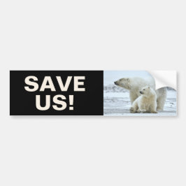 Das Motto des Klimaschutzes für Polarbären auf sch Autoaufkleber