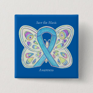 Das Music Blue Butterfly Awareness Ribbon-Button g Button
