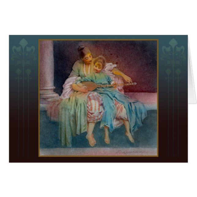 "Das Musikunterricht" - Kunst-Aquarell (Vorderseite (Horizontal))