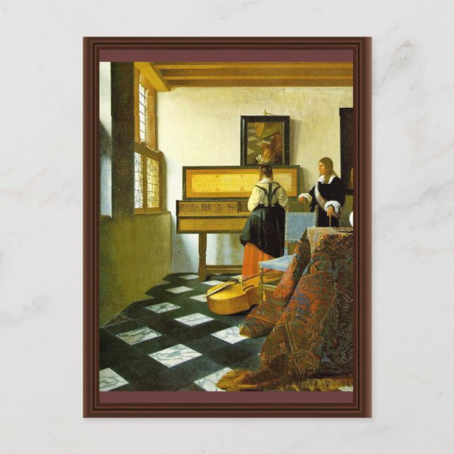 Das Musikunterricht von Vermeer Van Delft Jan Postkarte (Vorderseite)