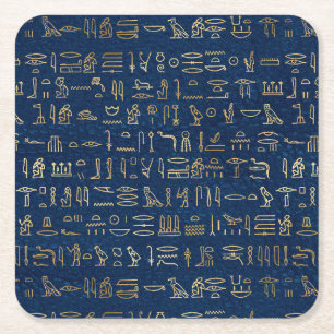 Das Muster der ägyptischen Hieroglyphen aus Gold  Rechteckiger Pappuntersetzer