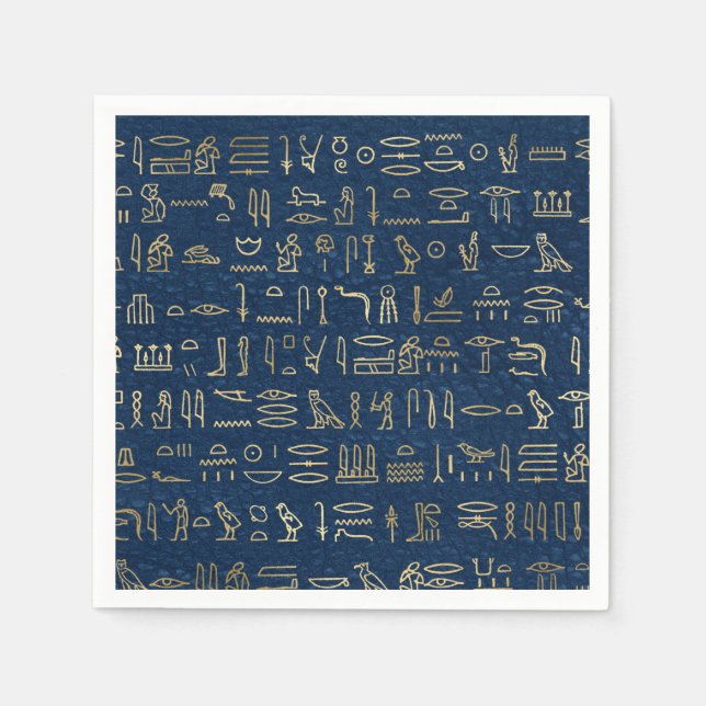 Das Muster der ägyptischen Hieroglyphen aus Gold u Serviette (Vorderseite)