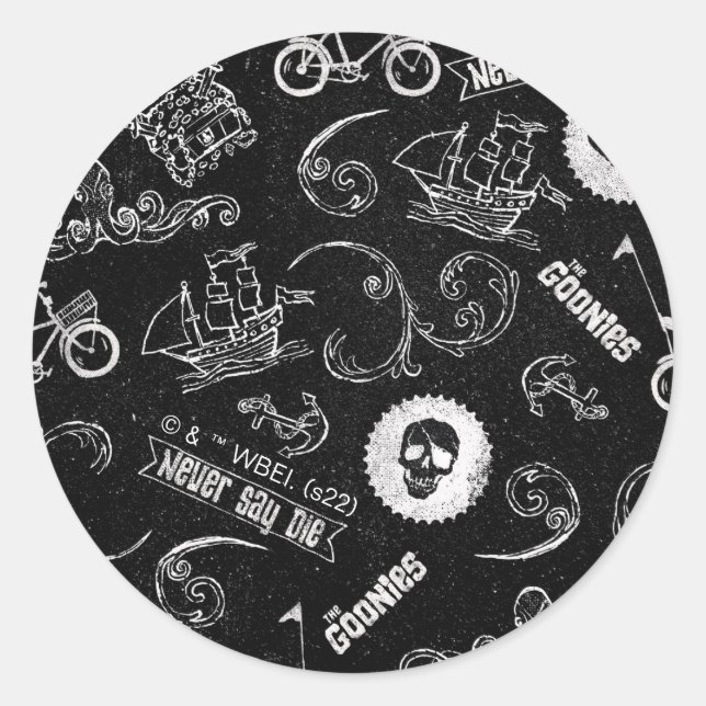Das Muster der Goonies-Symbole Runder Aufkleber (Vorderseite)