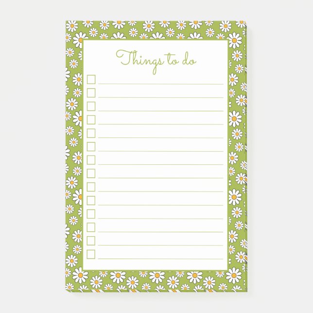 Das Muster der grünen und weißen Blumen Post-it Klebezettel (Vorderseite)