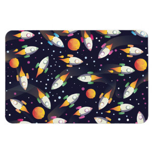Das Muster der Retro Space Rockets. Magnet
