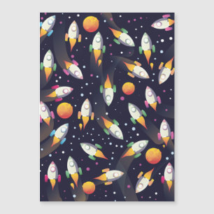 Das Muster der Retro Space Rockets. Magnetkarte