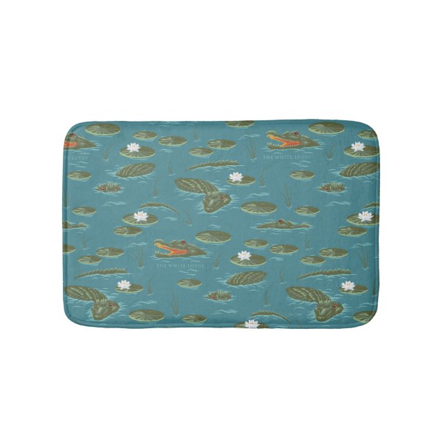 Das Muster des weißen Lotus Alligator Badematte (Vorderseite)