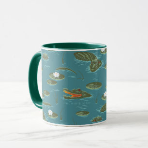 Das Muster des weißen Lotus Alligator Tasse