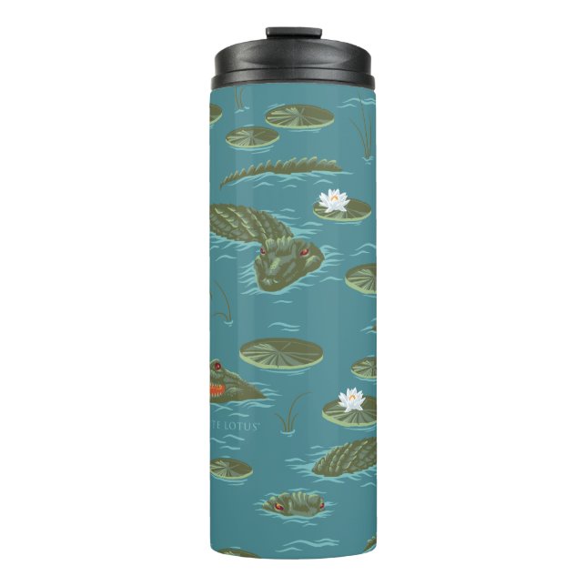 Das Muster des weißen Lotus Alligator Thermosbecher (Vorderseite)
