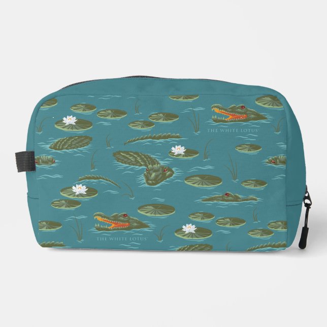 Das Muster des weißen Lotus Alligator Waschbeutel (Vorderseite)
