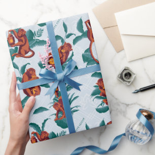 Das Muster des weißen Lotus spielt für die Affen Geschenkpapier