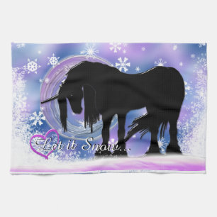 Das mystische Schwarze Einhorn (Lass es schneien) Handtuch
