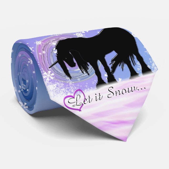 Das mystische Schwarze Einhorn (Lass es schneien) Krawatte (Gerollt)