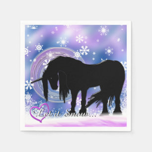 Das mystische Schwarze Einhorn (Lass es schneien) Serviette