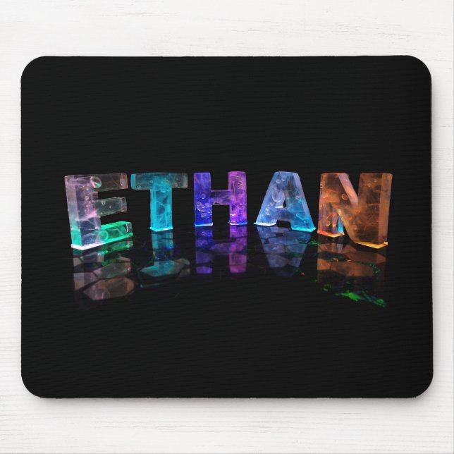 Das NamensEthan in 3D beleuchtet (Fotografie) Mousepad (Vorne)