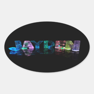 Das NamensJayden in 3D beleuchtet (Fotografie) Ovaler Aufkleber