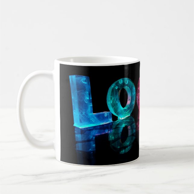 Das Namenslogan in 3D beleuchtet (Fotografie) Kaffeetasse (Links)