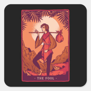 Das Narr - Tarot-Kartengeschenk Quadratischer Aufkleber