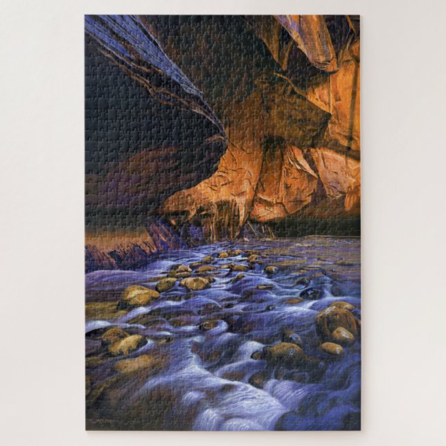 Das Narrows Canyon Stream Acrylic Painting (Vertikal)