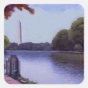 Das Nationaldenkmal in Washington D.C. Quadratischer Aufkleber