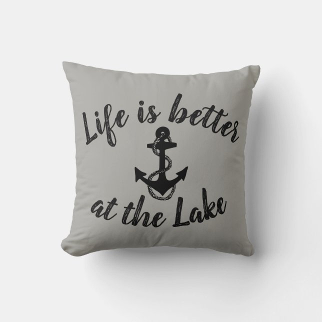 DAS Nautische LEBEN IST AM SEE BESSER UND am Anker Kissen (Vorderseite)