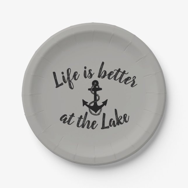 DAS Nautische LEBEN IST AM SEE BESSER UND am Anker Pappteller (Vorderseite)