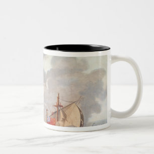 Das Nehmen des englischen Schiffes 'das Java Zweifarbige Tasse