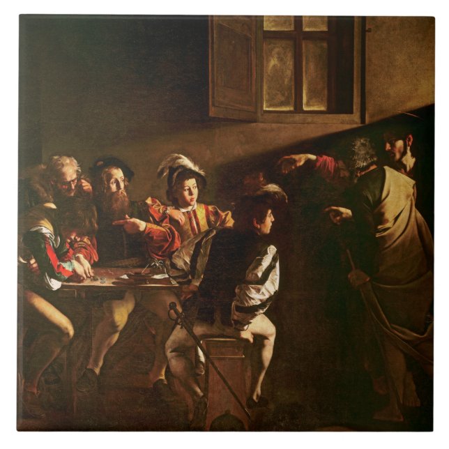 Das Nennen von St Matthew, c.1598-1601 Fliese (Vorderseite)