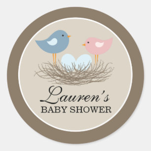 Das Nest-Babyparty des Doppeljungen-Vogelbabys Runder Aufkleber