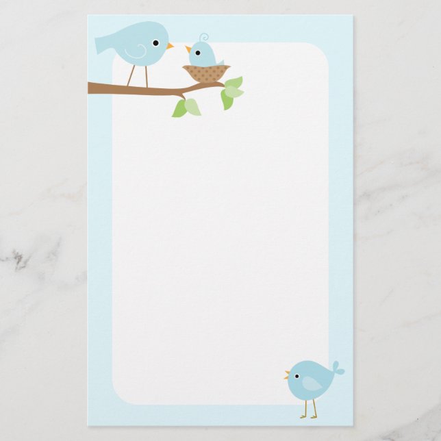 Das Nest des Vogelbabys (blau) Briefpapier (Vorderseite)