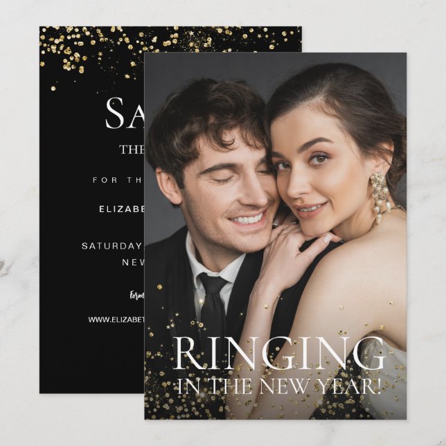 Das neue Jahr-Save the Date-Foto Einladung (Vorne/Hinten)