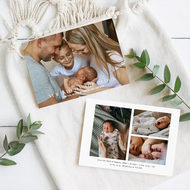 Das neue Kind | Niedlich 4 Fotos Geburt Ankündigung (Von Creator hochgeladen)