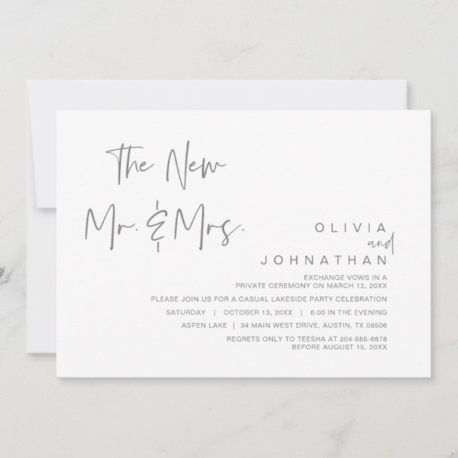 Das neue Mr. and Mrs., Wedding Elopement Party Inv Einladung (Vorderseite)