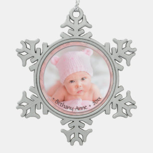 Das neugeborene Baby Girl-Gedenkgeplänkel Keepake  Schneeflocken Zinn-Ornament