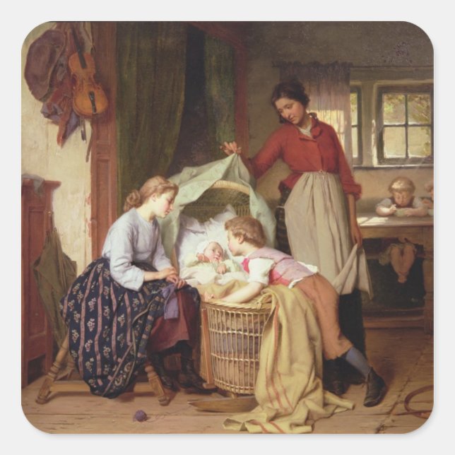 Das neugeborene Kind Quadratischer Aufkleber (Vorderseite)