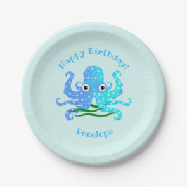 Das Niedliche blaue Oktopus-Nautikthema Pappteller