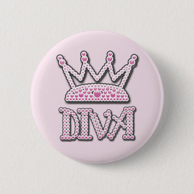 Das niedliche gedruckte Rosa perlt Diva-Prinzessin Button (Vorderseite)