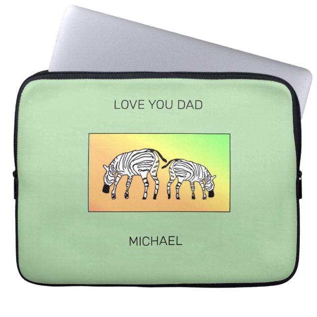 Das Niedliche Glück des Vaters Kenyan Zebras Laptopschutzhülle (Vorderseite)