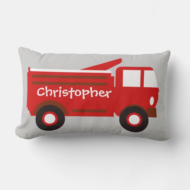 Das niedliche Kissen des Jungen, roter Firetruck (Vorderseite)