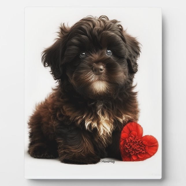Das Niedliche Valentin, die Chocolate Havanese Wel Fotoplatte (Vorderseite)