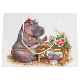 Das Nilpferd macht eine Maniküre am Strand  Große Geschenktüte