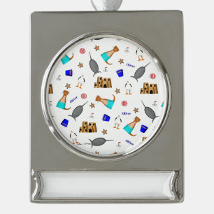 Das Oliver The Otter Summer Beach Banner-Ornament Silber