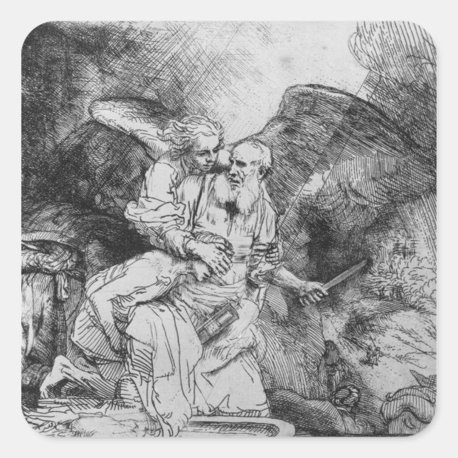 Das Opfer Abrahams, 1645 Quadratischer Aufkleber (Vorderseite)