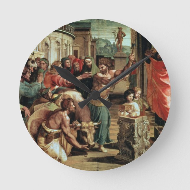 Das Opfer bei Lystra (Cartoon für das Sistine C Runde Wanduhr (Vorderseite)