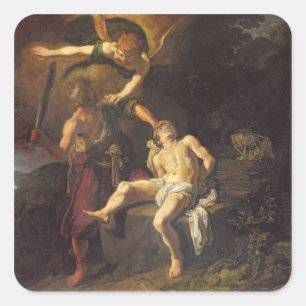 Das Opfer von Isaac, 1616 Quadratischer Aufkleber