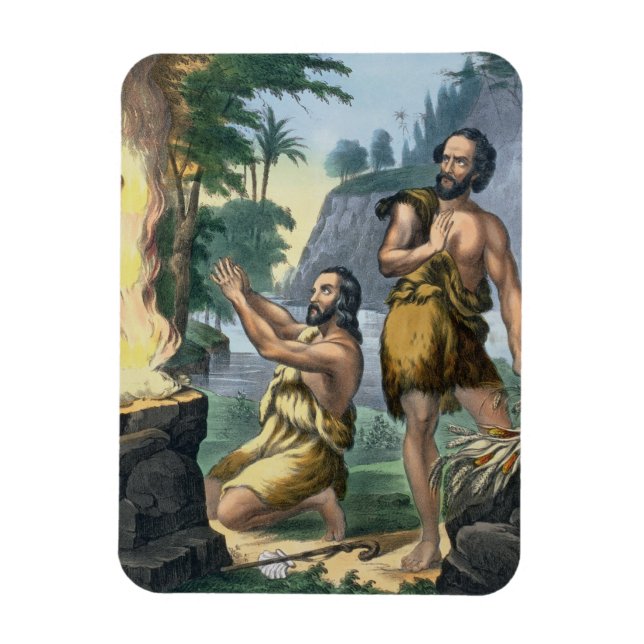 Das Opfer von Kain und Abel, aus einem biblischen  Magnet (Vertikal)